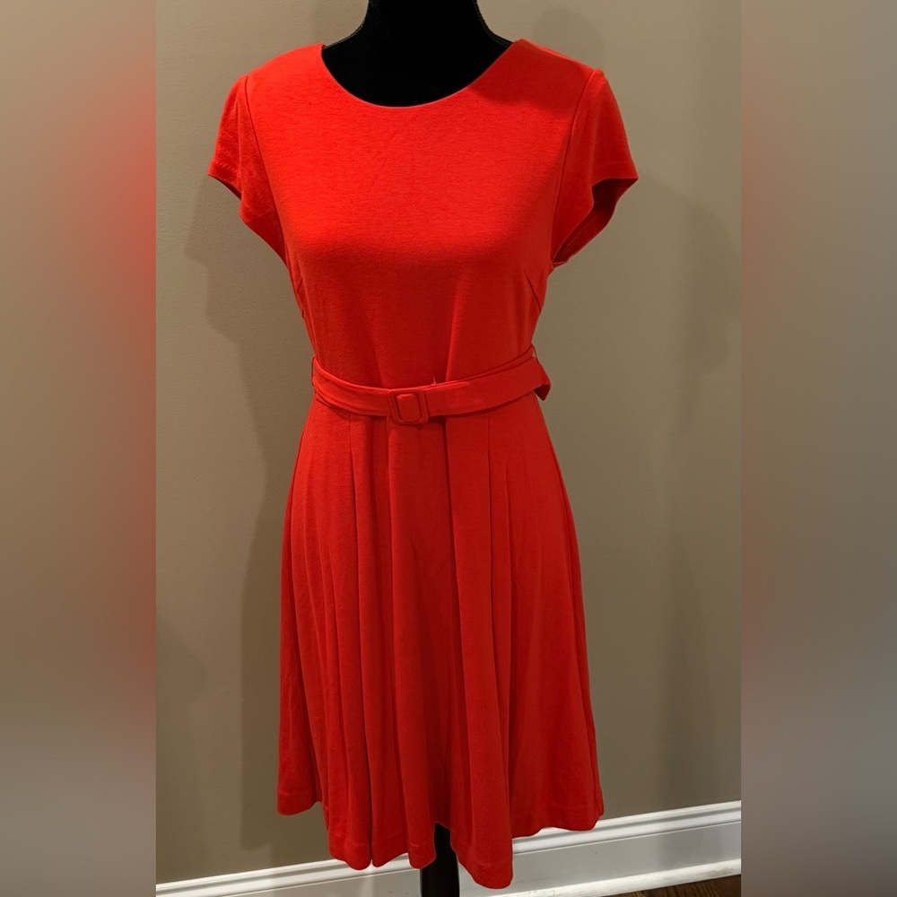 Women’s BODEN Aida Ponte knit fit & flare belted red dress- Size 10P - Picture 3 of 10